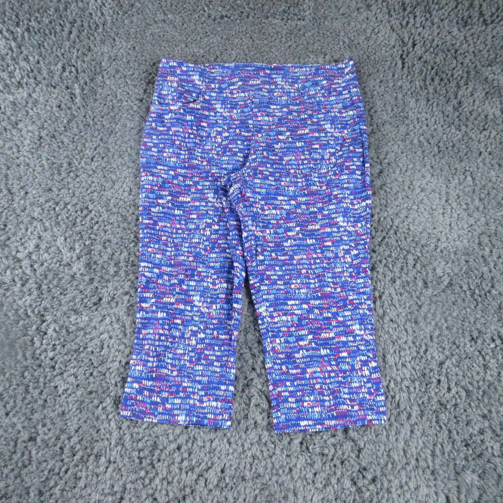 Coconut Row Pants Womens 14P Petites Purple Palm Beach Capri Straight 33x18.5*